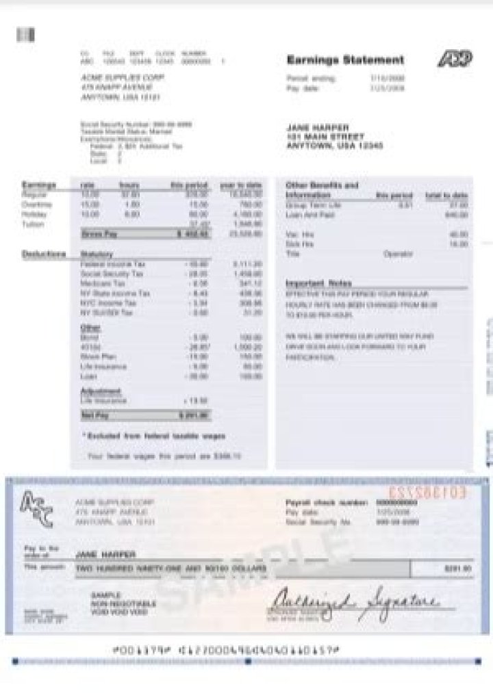 Adp Paycheck Stub Template