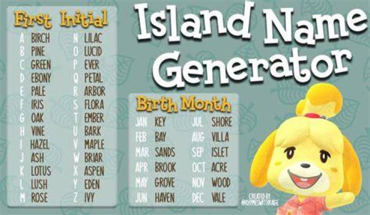 Gesch&auml;ft Verkleidet Nabe island names animal crossing generator Sporn