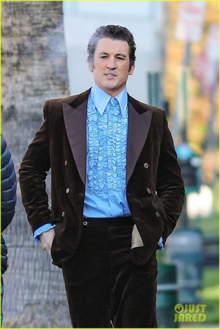 Miles Teller Sports a Velvet Tuxedo on the Set of 'The Offer' Photo
