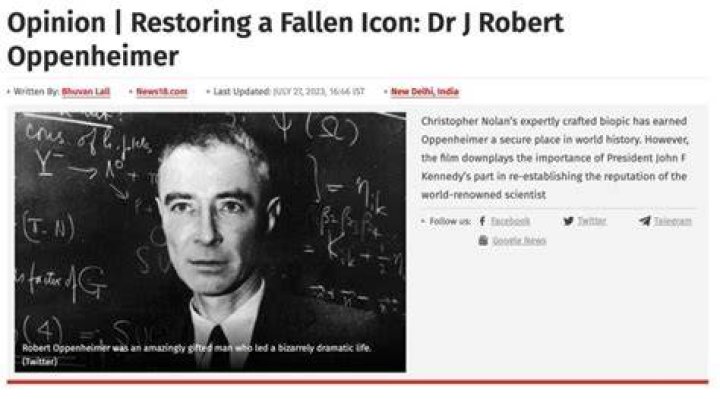 Opinion Restoring a Fallen Icon Dr J Robert Oppenheimer News18