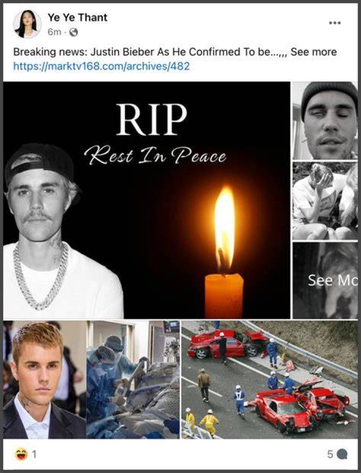 ( RIP ). Justin Bieber died after crashing at over 100mph, coroner&rsquo;s