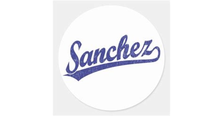 Sanchez script logo in blue classic round sticker Zazzle