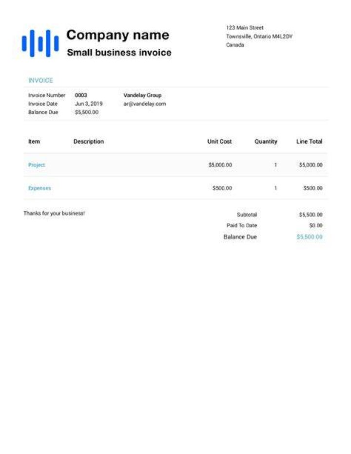 Small Business Invoice Template