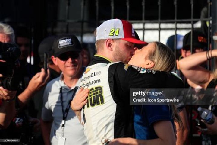 William Byron celebrates with girlfriend Erin Blaney after winning