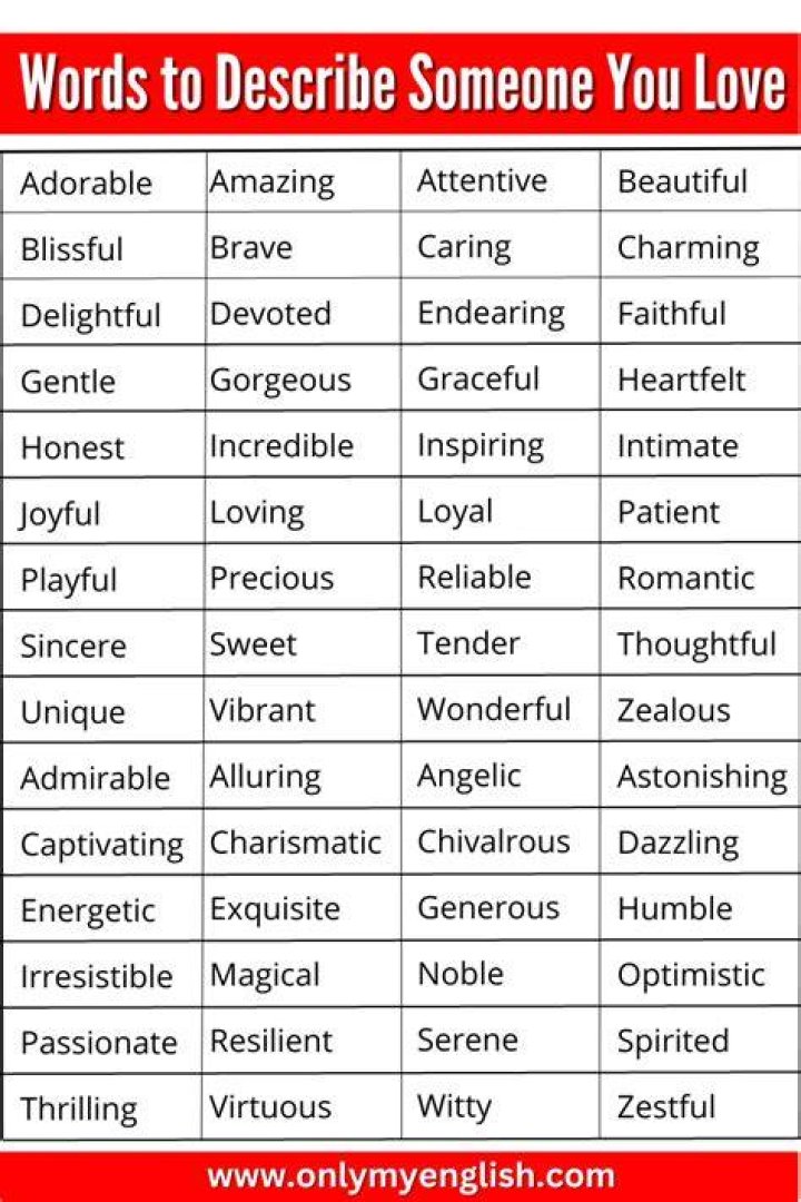 Words to Describe Someone You Love in 2024 EnglishBix